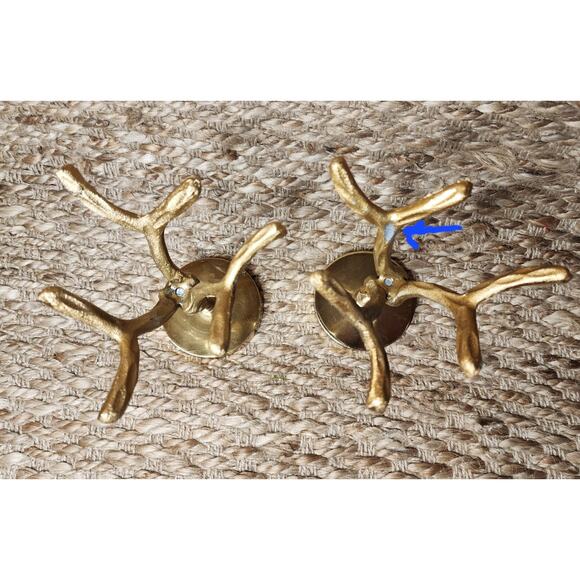 Vintage Gold Tree Branch Jewelry Display Key Holders Home Decor Shabby Chic Boho - Picture 12 of 12